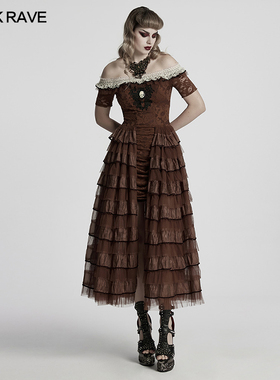 *五折-小破亚文化 PUNK RAVE pr朋克状态女装 蒸汽朋克蕾丝蛋糕裙