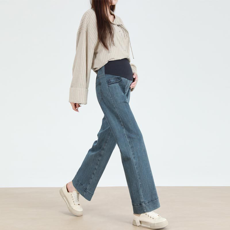 加大码孕妇牛仔阔腿裤