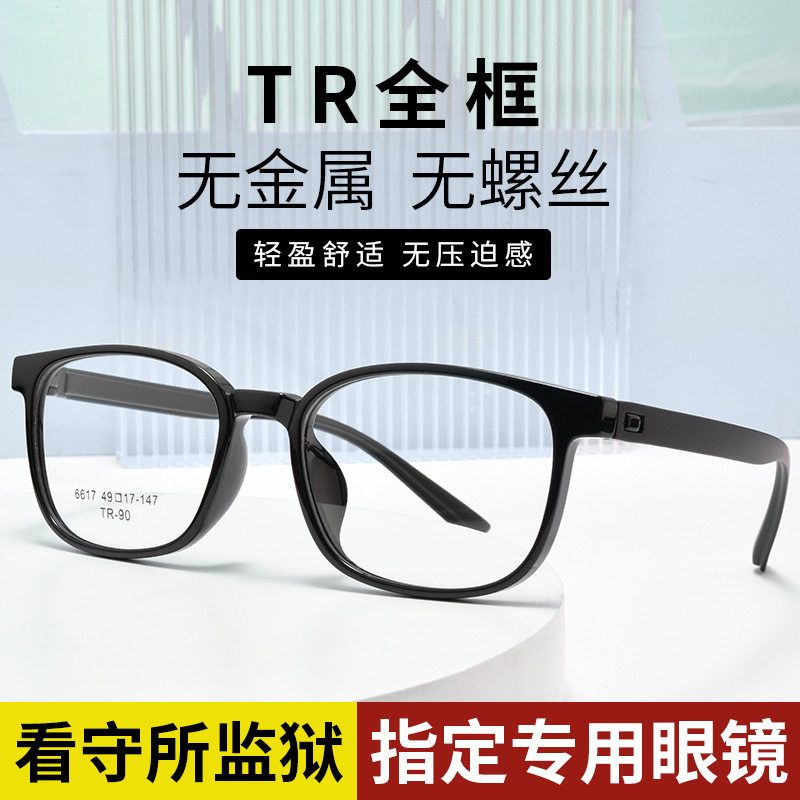 百世芬6617无螺丝监狱可用眼镜架TR无金属看守所眼镜男49-17-147