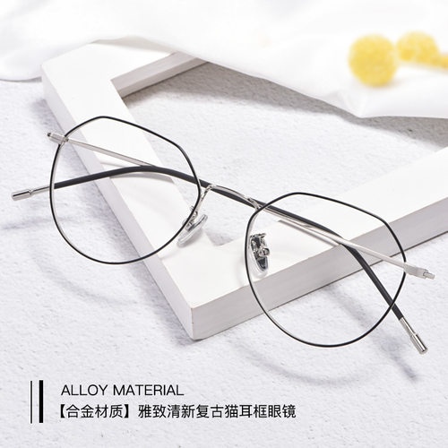 百世芬新款复古金属眼镜框 不规则男女同款可配近视眼镜架5021X