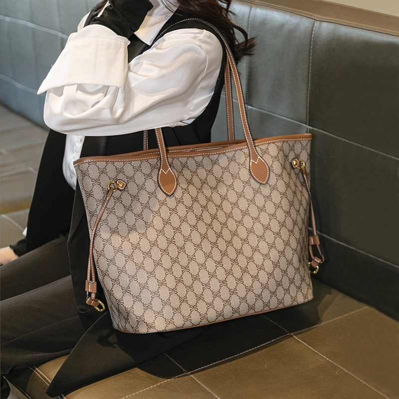 诚熙品牌包包女式2025新款高级感大容量老花子母托特包通勤单肩包