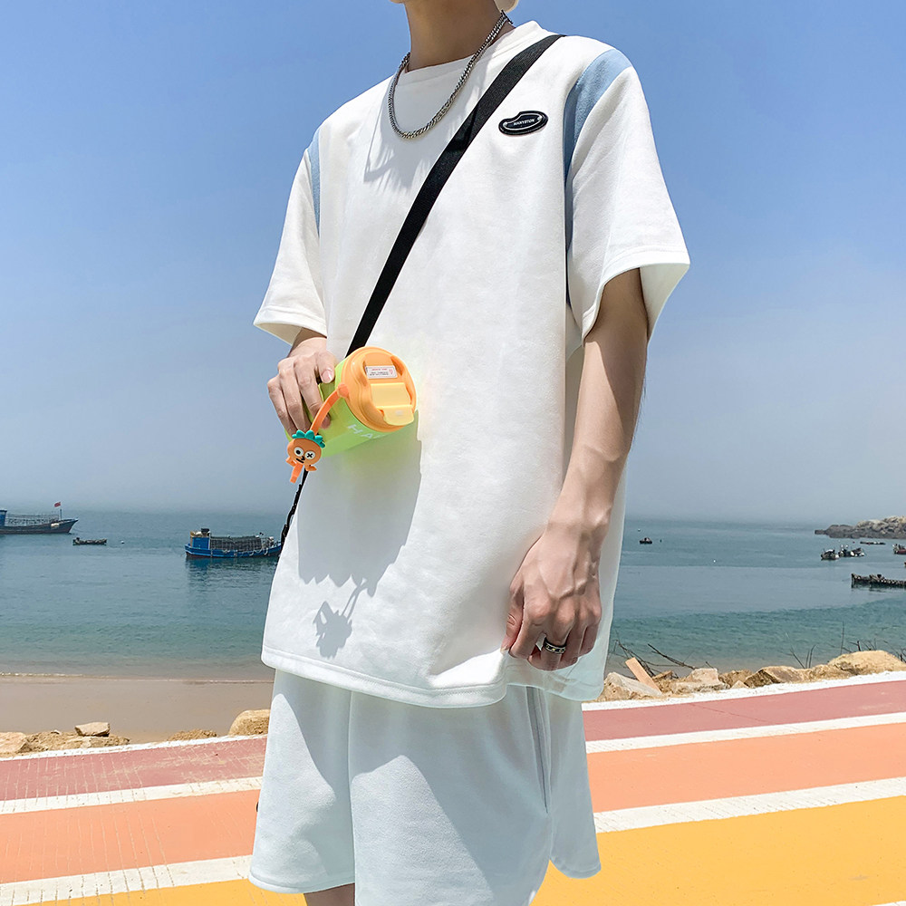 T恤套装 夏装新款男装宽松港风男士短袖T恤DX23160 P65图片