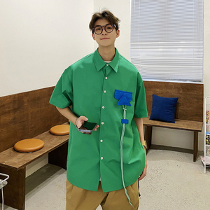 23夏装新款大码宽松男士短袖衬衫 DY608 P45图片
