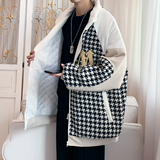 重工小香风拼接麂皮绒内里加棉棒球服立领棉衣外套PJ23486P120，男装棉衣，电商A031-1