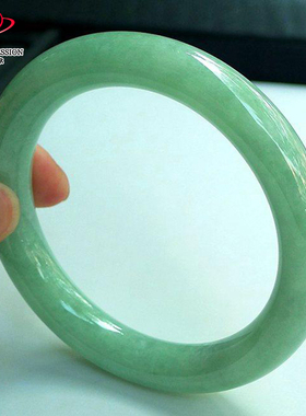 豪8印象L26060L255翡翠圆条手镯圈口54.8mm天然冰糯种苹果绿玉镯