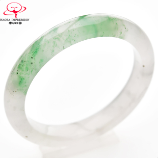 豪8印象.翡王妃F1825180F108非洲翠手镯圈口58.9mm冰种飘花玉镯子