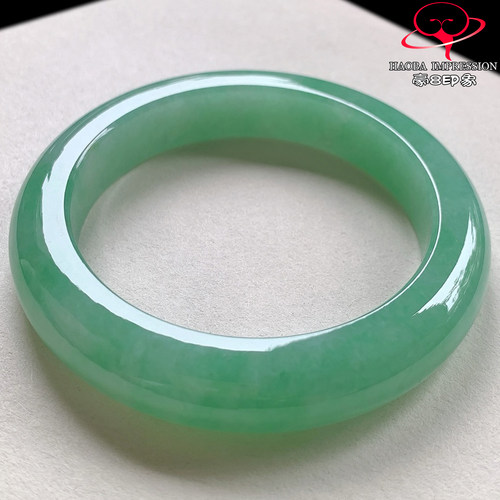 豪8印象V262800V2432翡翠手镯圈口54.5天然冰种果阳绿缅甸玉手镯