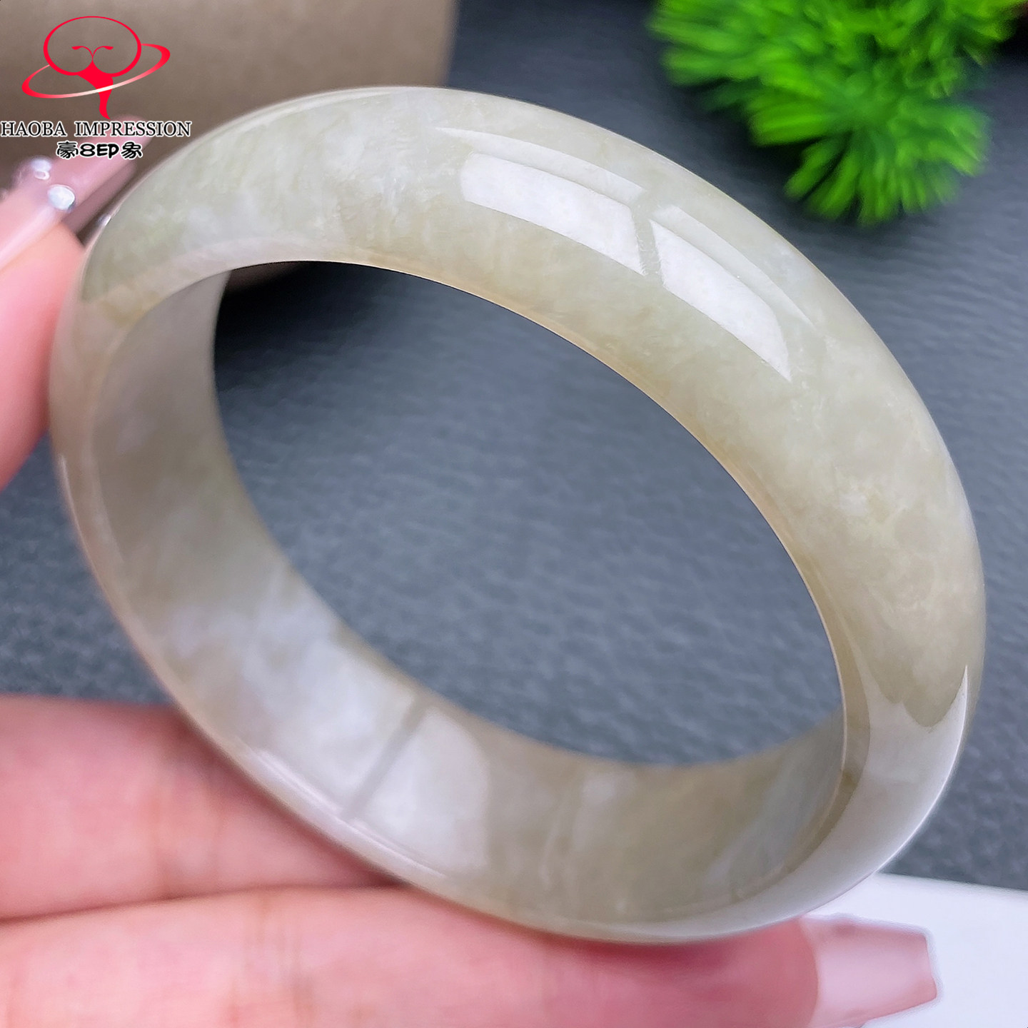 豪8印象X26060X770翡翠手镯圈口58.1天然冰糯种黄翡翡翠玉镯67g