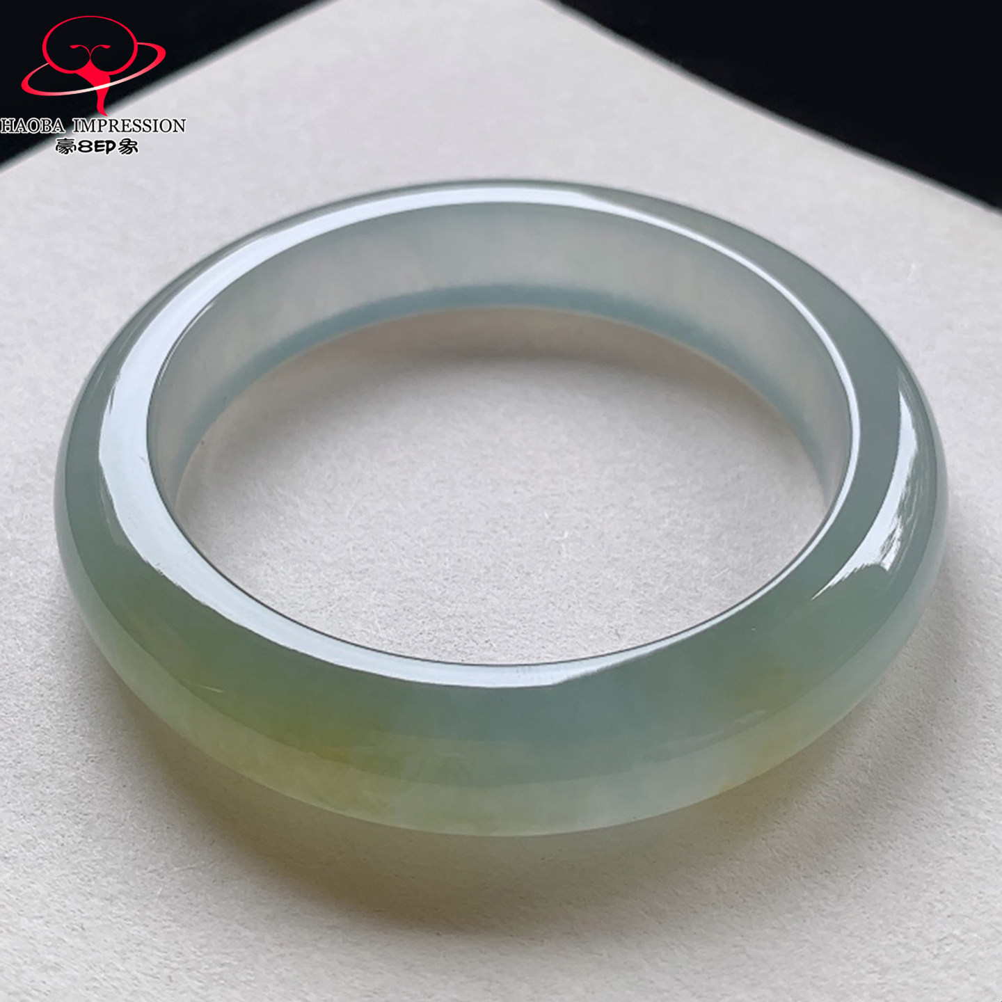 豪8印象V263翡翠手镯圈口55.5天然高冰种冰黄翡缅甸珠宝玉石手镯