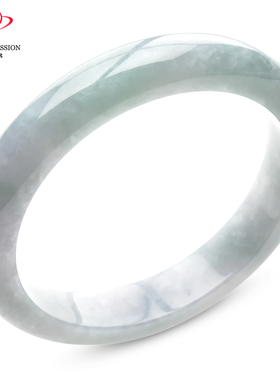 豪8印象手镯之家S325028Y400翡翠手镯圈口53.4mm天然白底淡绿玉镯