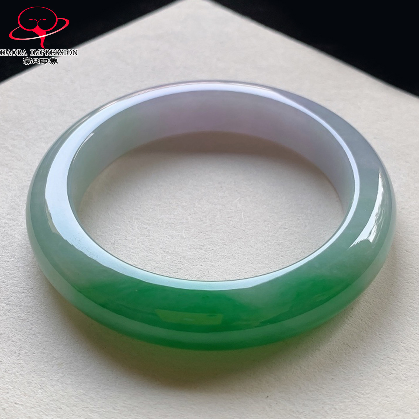 豪8印象V158翡翠手镯圈口56.2天然冰种辣阳绿缅甸a货珠宝玉石手镯