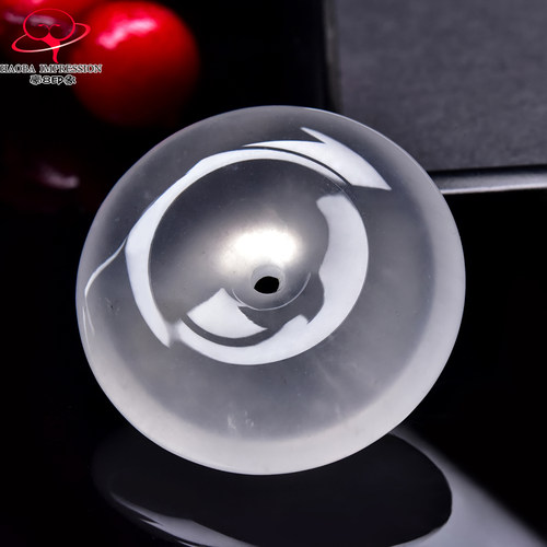 豪8印象翡王妃F25009F207非洲翠平安扣吊坠天然极光白平安环挂件