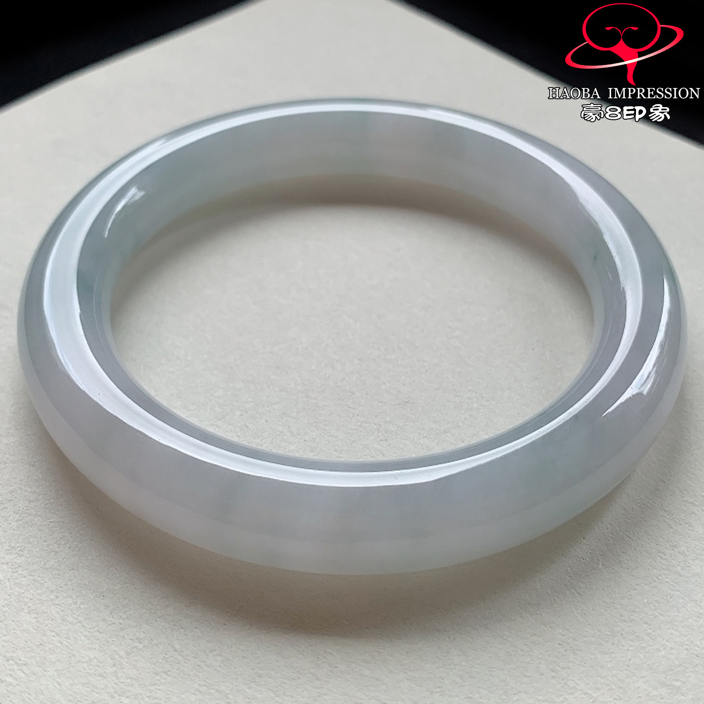 豪8印象V26880V1831翡翠圆条手镯圈口65天然冰糯种晴绿缅甸玉手镯
