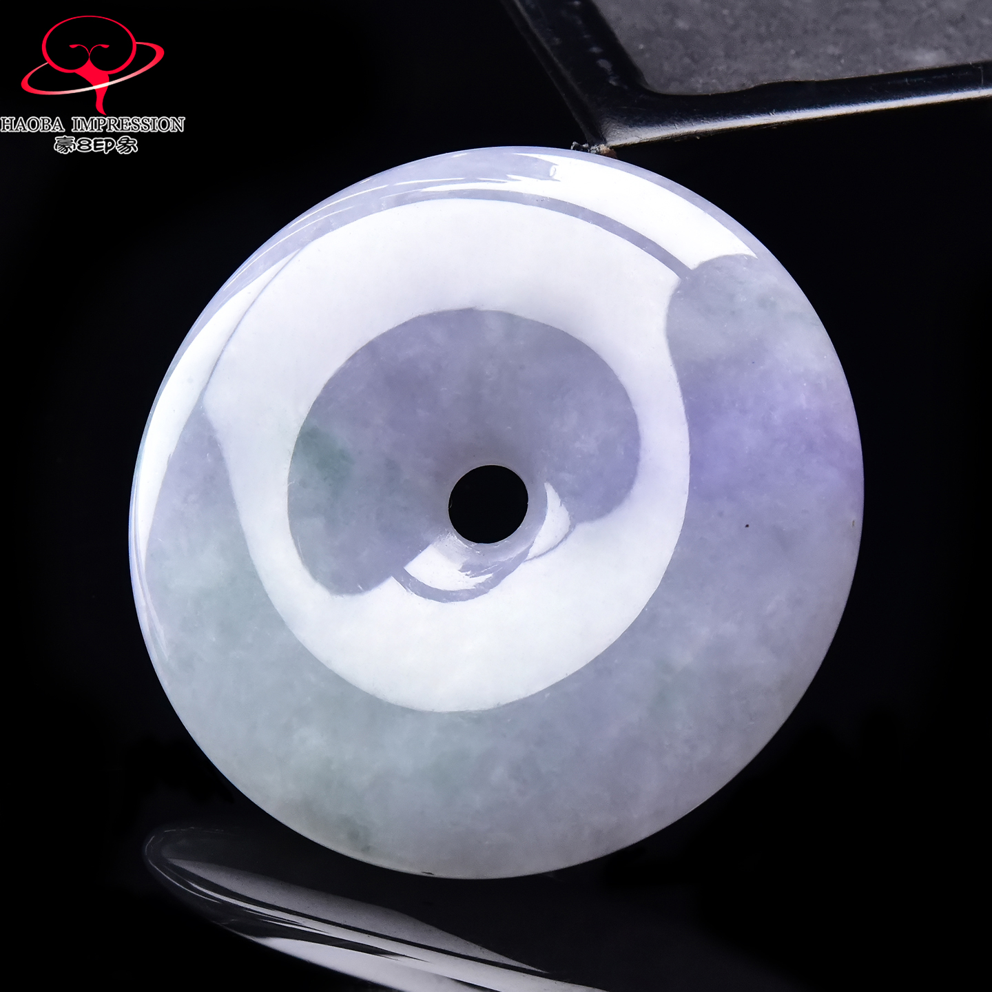 豪8印象手镯之家H25005Y1072翡翠平安扣吊坠淡绿淡紫玉平安环挂件