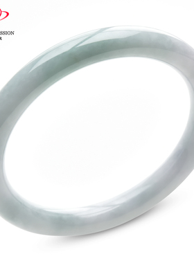 豪8印象手镯之家S225018Y544翡翠圆条手镯圈口55.2mm白底淡绿玉镯