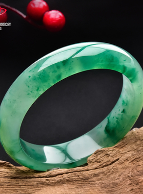 豪8印象翡王妃F1825180F102非洲翠手镯圈口59.7mm冰种绿飘花玉镯