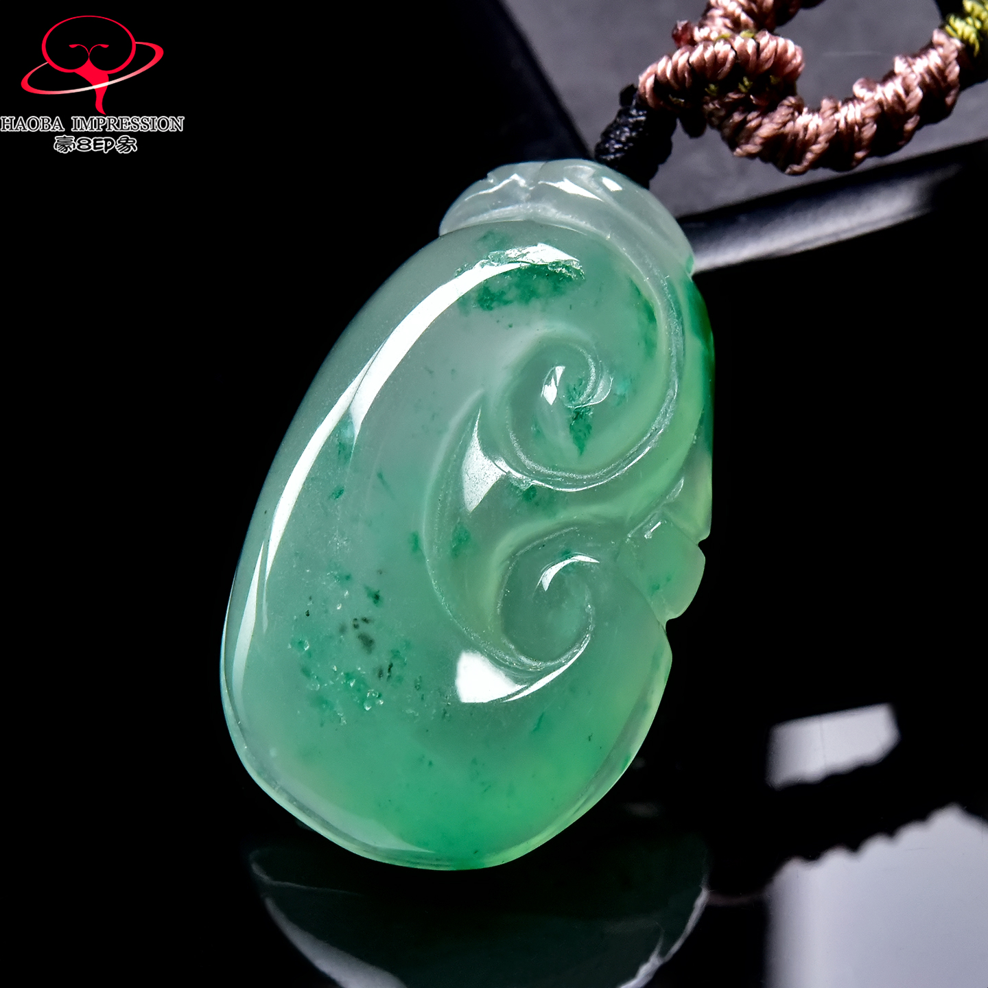 豪8印象翡王妃F25002F272非洲翠如意吊坠天然冰种绿飘花如意挂件