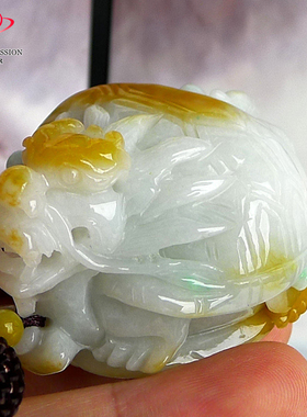豪8印象手镯之家Z26080Z261翡翠龙龟摆件天然白底带黄翡玉手玩件