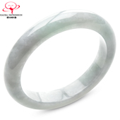 豪8印象手镯之家S325028Y416翡翠手镯圈口53.6mm天然白底浅绿玉镯