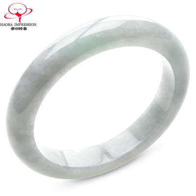 豪8印象手镯之家S325028Y416翡翠手镯圈口53.6mm天然白底浅绿玉镯