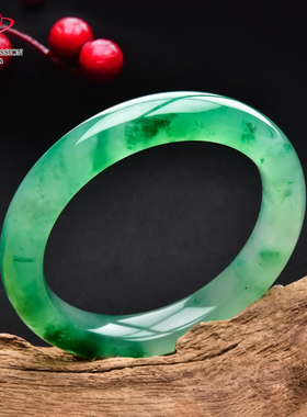 豪8印象翡王妃F525048F110非洲翠手镯圈口59.4mm冰种绿飘花玉手镯