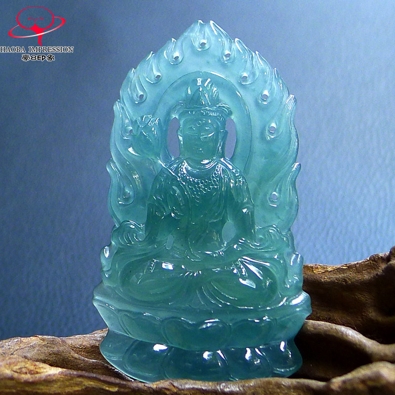 豪8印象手镯之家Z26080Z251翡翠观音吊坠天然冰种青绿玉观音挂件