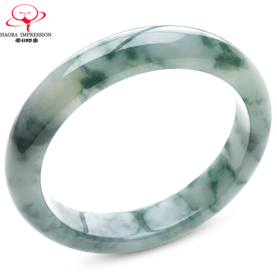 豪8印象C26158C123翡翠手镯圈口56.2mm天然缅甸a货冰种绿飘花玉镯