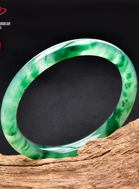 豪8印象翡王妃F125005F130非洲翠手镯圈口53.8mm冰种绿飘花玉手镯