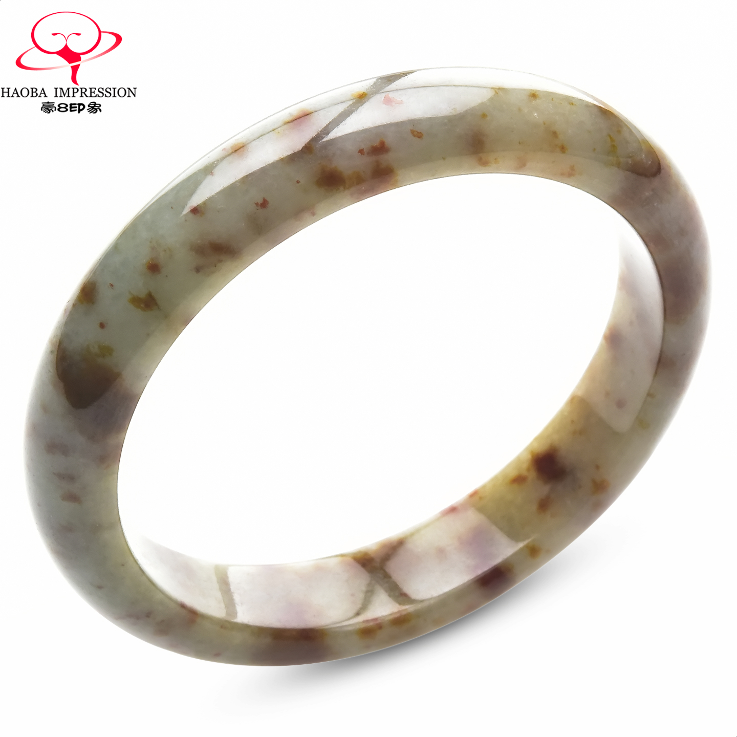 豪8印象手镯之家S1225128Y125翡翠手镯圈口56.3mm红翡洒金玉镯