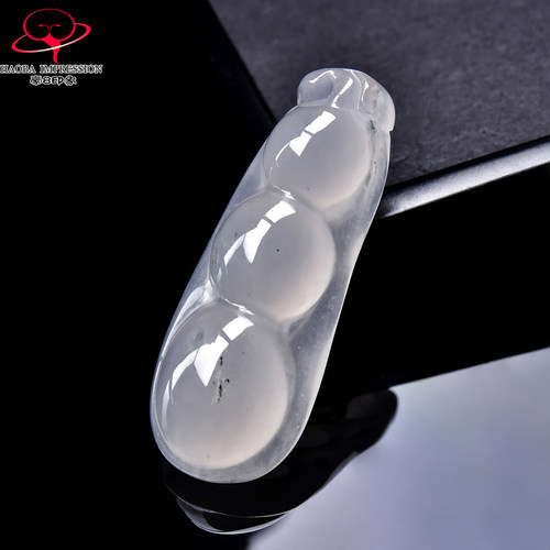 豪8印象翡王妃F25002F252非洲翠四季豆吊坠天然冰种冰白福豆挂件