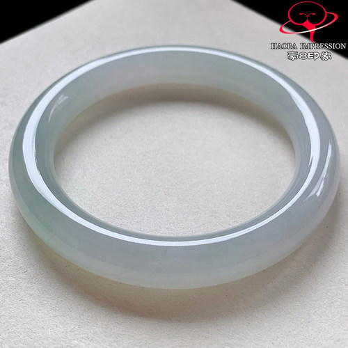 豪8印象V26480V2323翡翠圆条手镯圈口53.8天然冰种晴水缅甸玉手镯