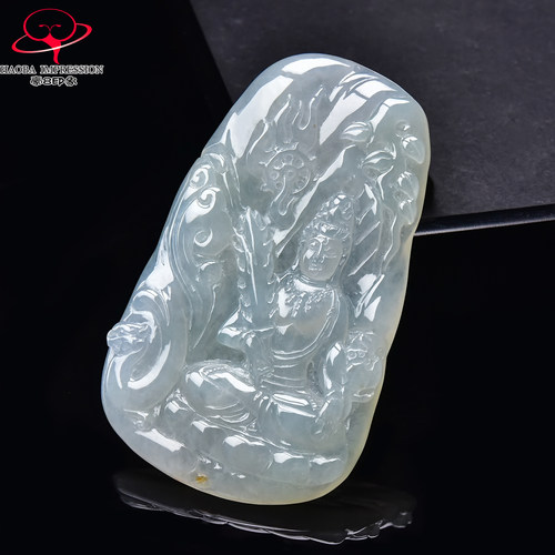 豪8印象手镯之家G26160G148翡翠坐莲观音吊坠天然缅甸a货浅绿挂件