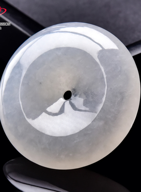 豪8印象·手镯之家M373翡翠平安扣吊坠天然缅甸冰种白色古环挂件