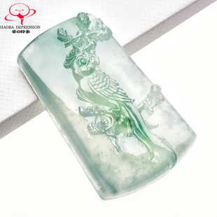 豪8印象·手镯之家M225翡翠鹦鹉吊坠天然缅甸冰种绿飘花玉挂件