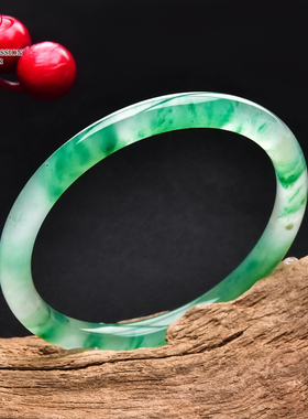 豪8印象翡王妃F125008F130非洲翠手镯圈口53.6mm冰种绿飘花玉手镯