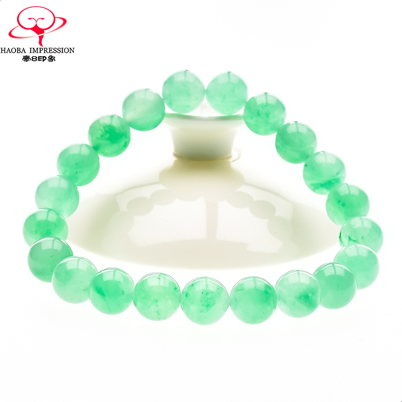 豪8印象/翡王妃FS18-128非洲翠手串玉手链单圈珠链冰飘花玉石珠宝