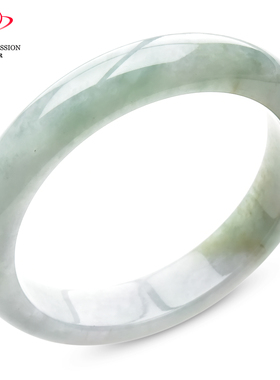 豪8印象手镯之家S325028Y327翡翠手镯圈口57.1mm天然白底淡绿玉镯
