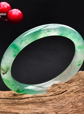 豪8印象翡王妃F125010F119非洲翠手镯圈口52.5mm冰种绿飘花玉手镯