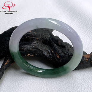 豪8印象L26100L179翡翠圆条手镯圈口53.8mm冰糯种淡紫油绿玉镯子