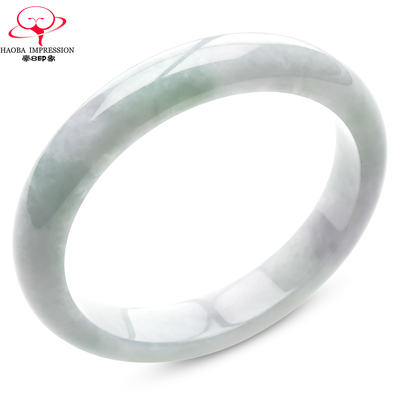 豪8印象手镯之家S325028Y338翡翠手镯圈口57.7mm天然白底淡绿玉镯