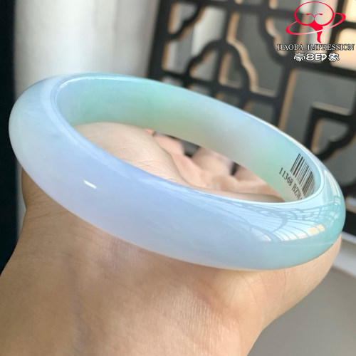 豪8印象W26600W240翡翠手镯圈口58.8天然冰种春彩缅甸玉手镯a货