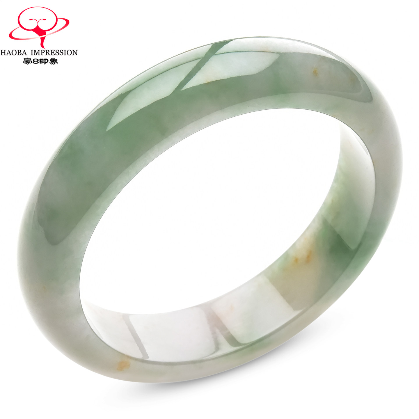 豪8印象&middot;手镯之家M269翡翠手镯内径57.5mm天然绿飘花带红翡玉镯