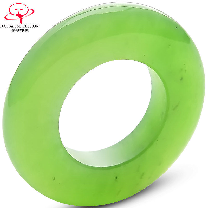 豪8印象k523珠宝女款和田玉平安环吊坠天然玉石冰种阳绿碧玉挂件