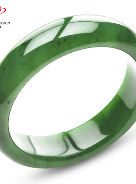 豪8印象·手镯之家T3-101和田碧玉手镯圈口56.5mm天然菠菜绿玉镯