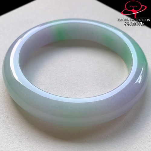豪8印象V261000V2727翡翠手镯圈口58.8天然冰糯种粉紫阳绿玉手镯