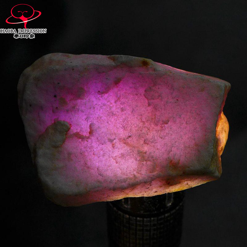 豪8印象Z26048G244通透粉紫起冰毛料老种玉石缅甸翡翠原石120.93g