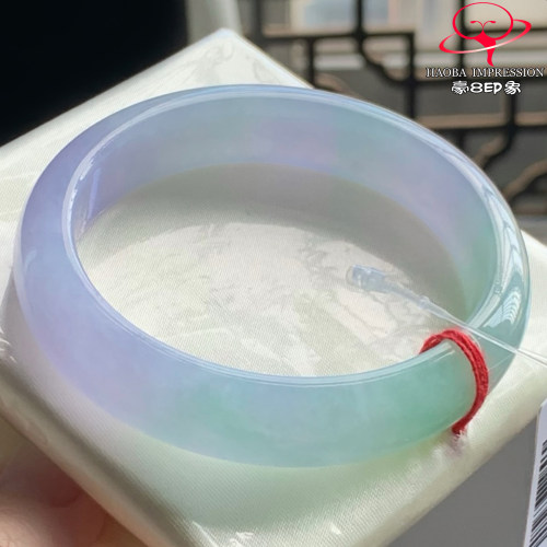 豪8印象W261280W171翡翠贵妃手镯圈口56天然冰种春彩粉紫淡绿玉镯