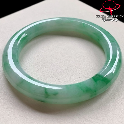 豪8印象V261280V2690翡翠圆条手镯圈口59天然冰糯种阳绿缅甸玉镯