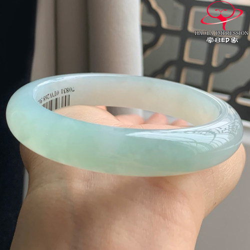 豪8印象W26480W287翡翠手镯圈口56.5天然冰种晴绿缅甸玉手镯a货