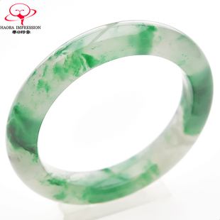 豪8印象·翡王妃F825080F120非洲翠手镯圈口55.1mm冰种飘花玉镯子